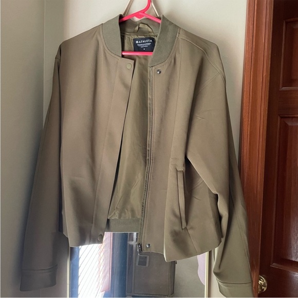 Athleta 2 piece set Olive Green bomber Jacket and pants - Picture 5 of 7